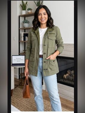 Madewell Olive Green Utility Jacket with Patch Pockets